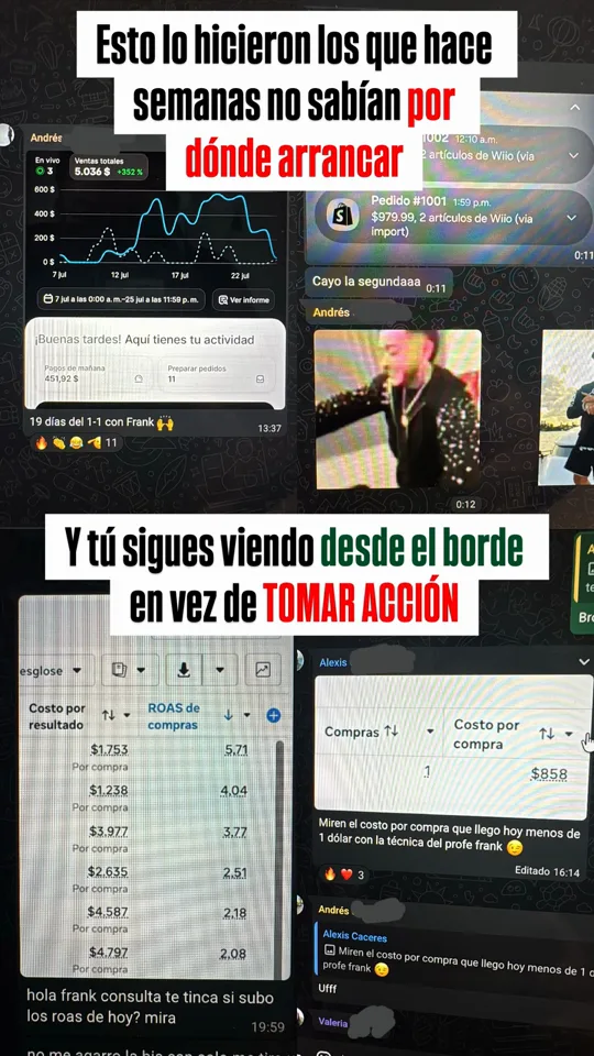 Estudiante con 5.036 dólares en ventas y ROAS de 5,71 tras 19 días en el 1 a 1