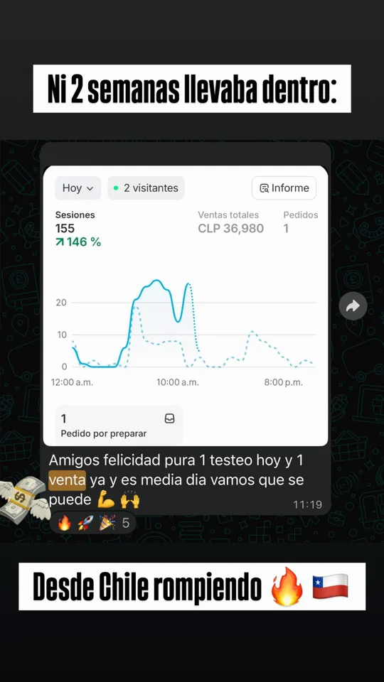 Estudiante de Chile con su primera venta sin llevar dos semanas en el programa