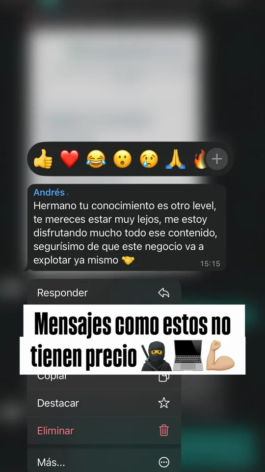 Mensaje de un estudiante agradeciendo el acompañamiento del programa