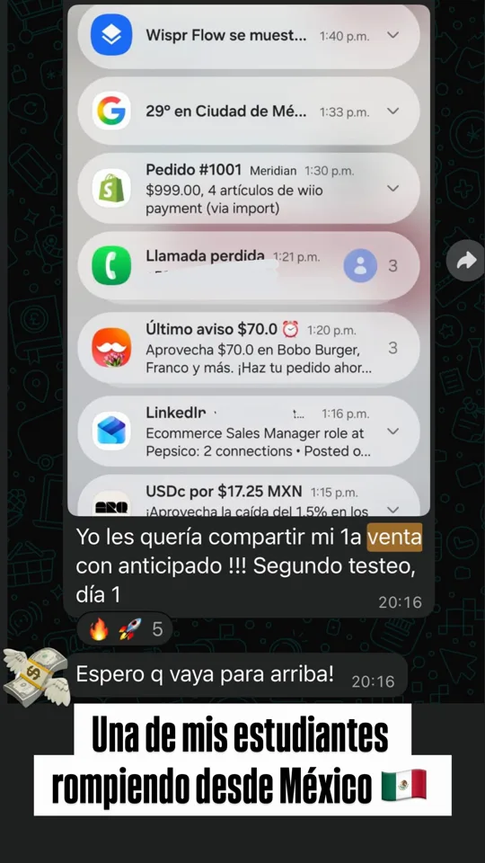 Estudiante de México con su primera venta con pago anticipado